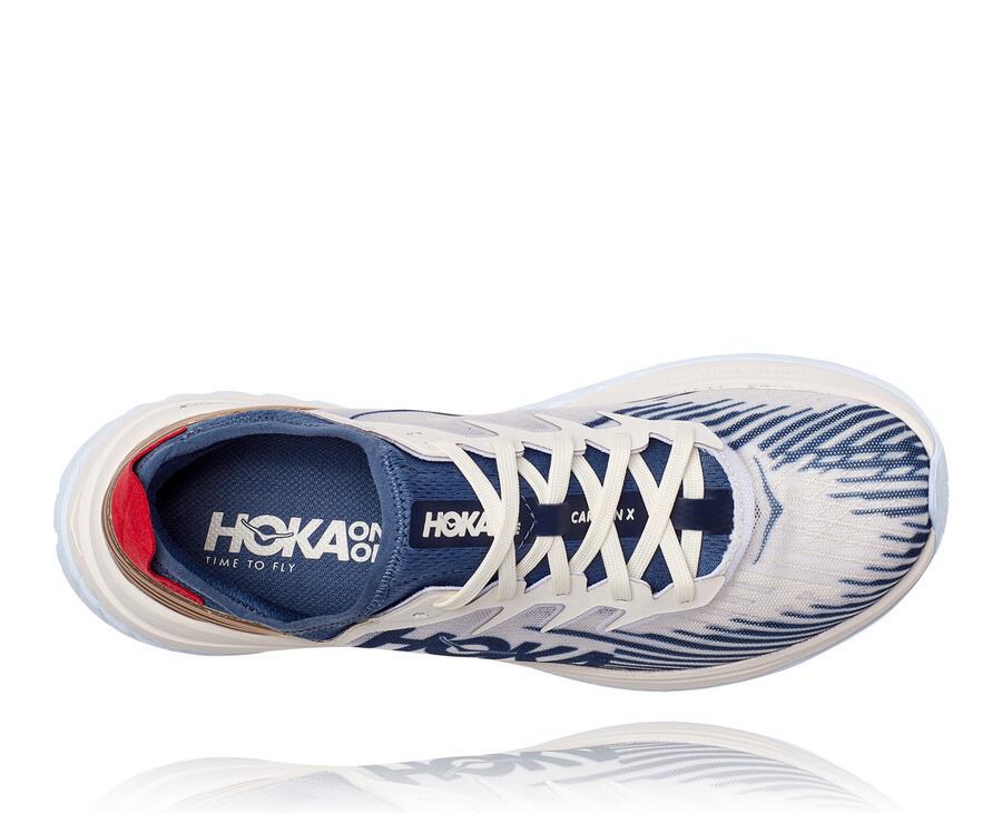 Chaussure Running Hoka One One Carbon X-Spe Homme - Blanche/Bleu - FWU-902315